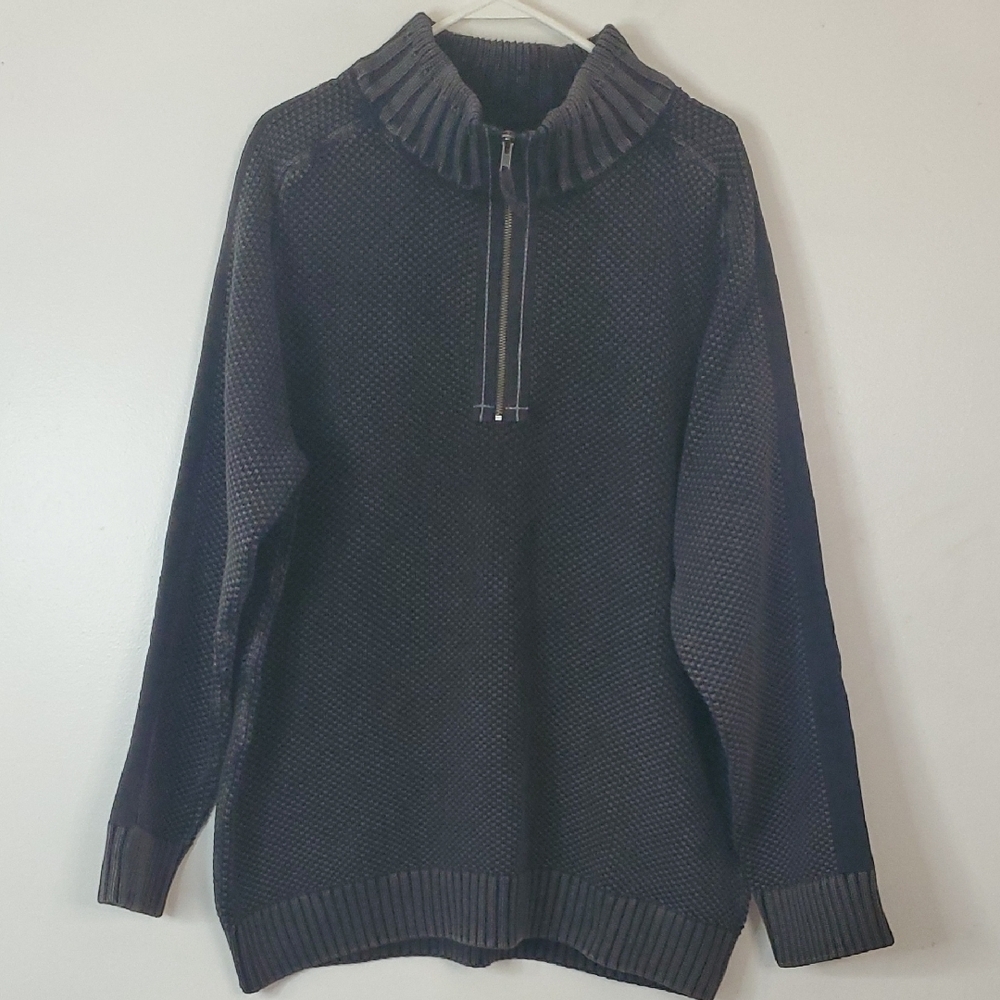 Carbon2Cobalt Heavyweight Sweater Size XL Chunky Mens Quarter Zip Preppy Cotton